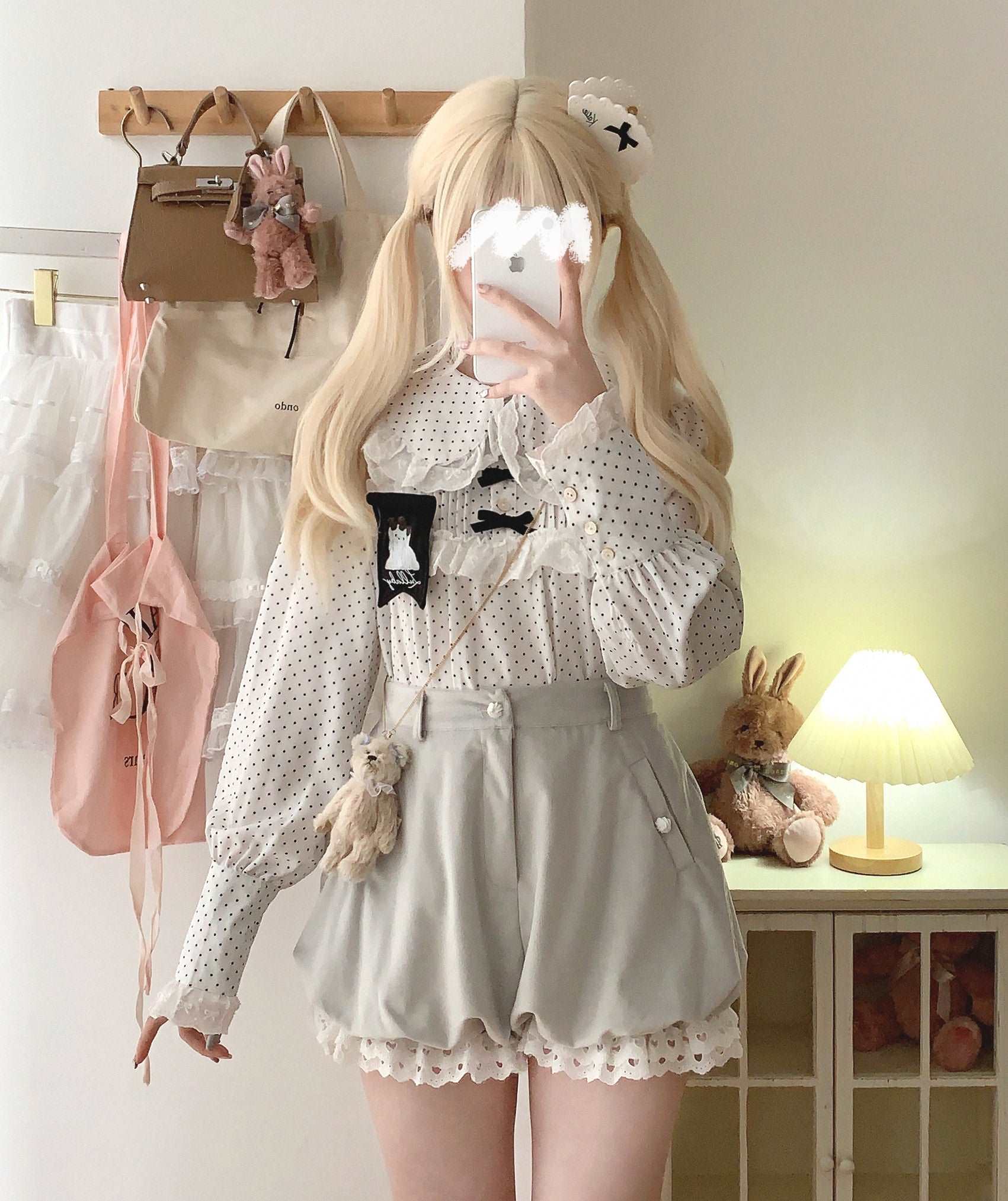 Dormir Doll Lolita Winter Velvet Cute Red Pink Gray Lace Shorts