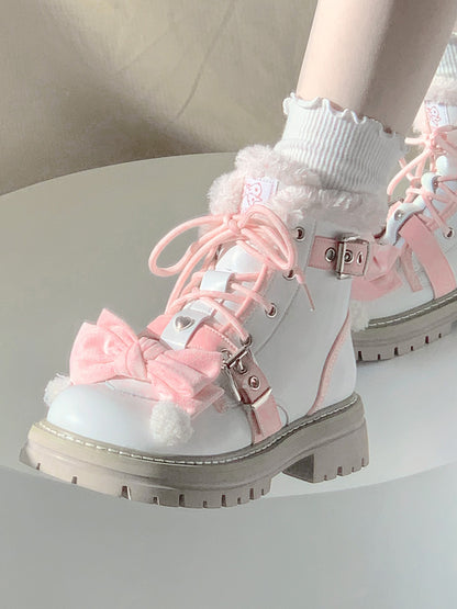 Stars Crown Lolita Winter Fur White Black Snow Boots