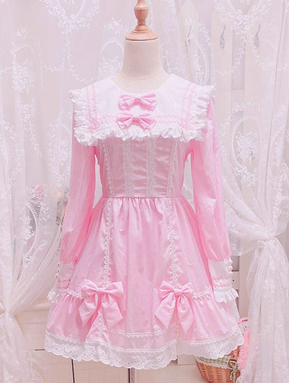 Candy Fairy Pink Bow Coquette Princess Ruffled Dress