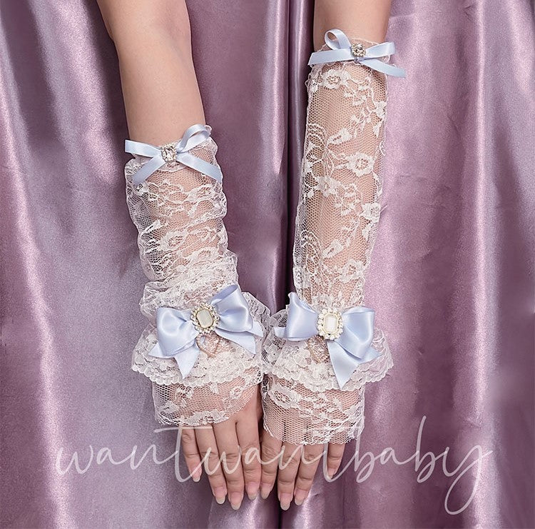 Princess Elegant Lace Handmade Lolita EGL Brooch Arm Warmers Gloves