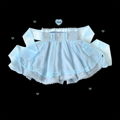 Kitten Bullet Diamond Star Yarn White Pink Blue Black Skirt