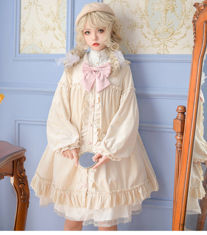 Winter Autumn Soft Cute Sweet Lace White & Scarlet Red Coat