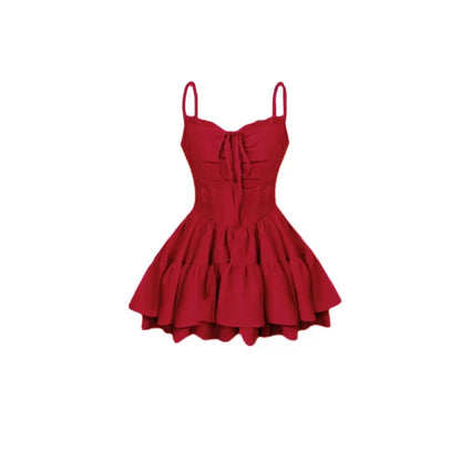 Kiki Wordly Flower Red Pink White Strap Dress