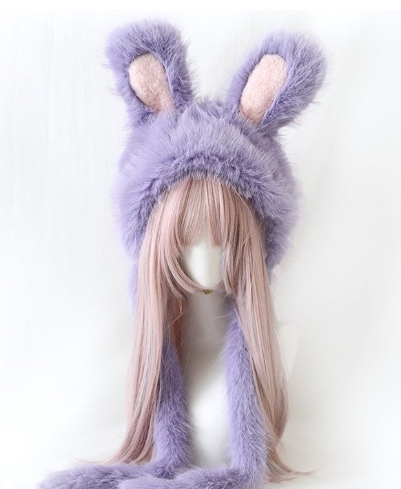 Winter Lolita Colorful Rabbit Ears Cute Handmade Fur Hats