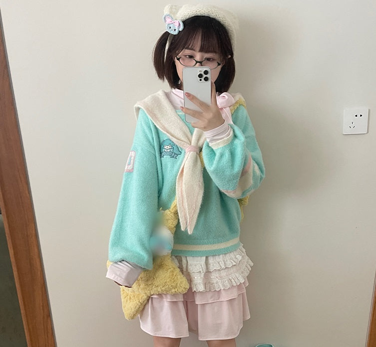 Confession Balloon Miku Sailor Collar Green Sweater