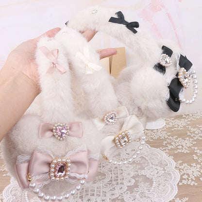 Jirai Kei Pink Black White Fur Winter Earmuffs