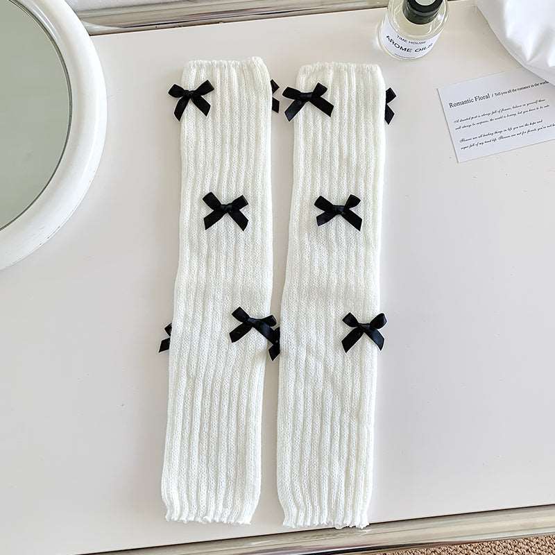 Autumn Winter Sweet Lolita Coquette Bow Knit Socks Leg Warmers