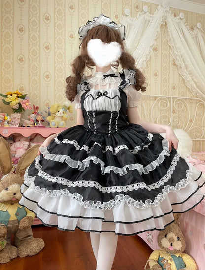 Pillow Fairy Tale Lolita Tsubaki Sakura Pink Blue Black Lolita Dress