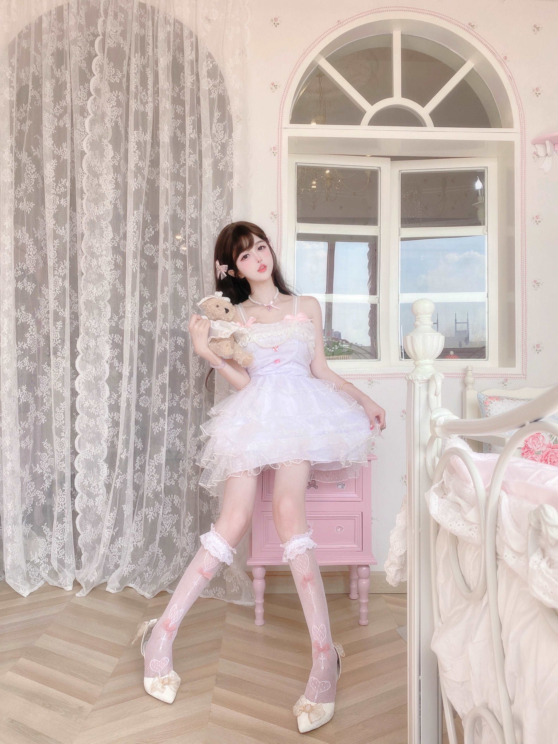 Candy Fairy Pure White Angel Princess Ruffled Layered Dress