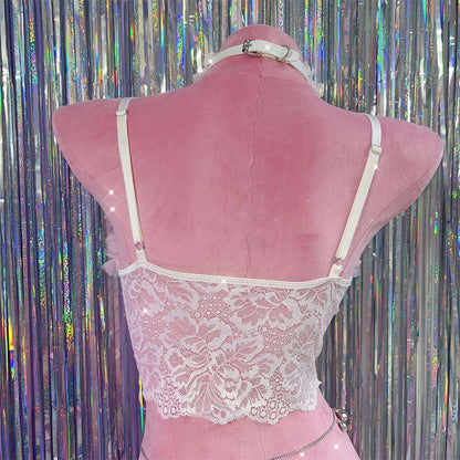 Coquette Sexy Y2K Bow Kitty Lace White Pink Black Camisole Bra Lingerie Skirt