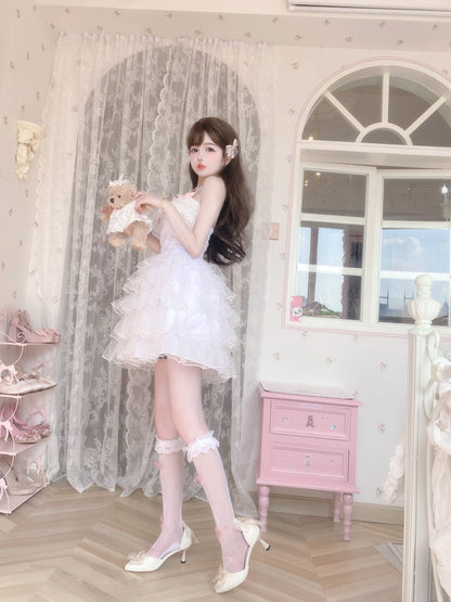 Candy Fairy Pure White Angel Princess Ruffled Layered Dress