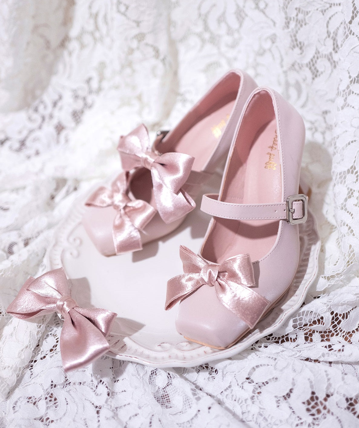 Puffy Sheep Moonlight Dance Pink Black Gold Silver High Heels Shoes