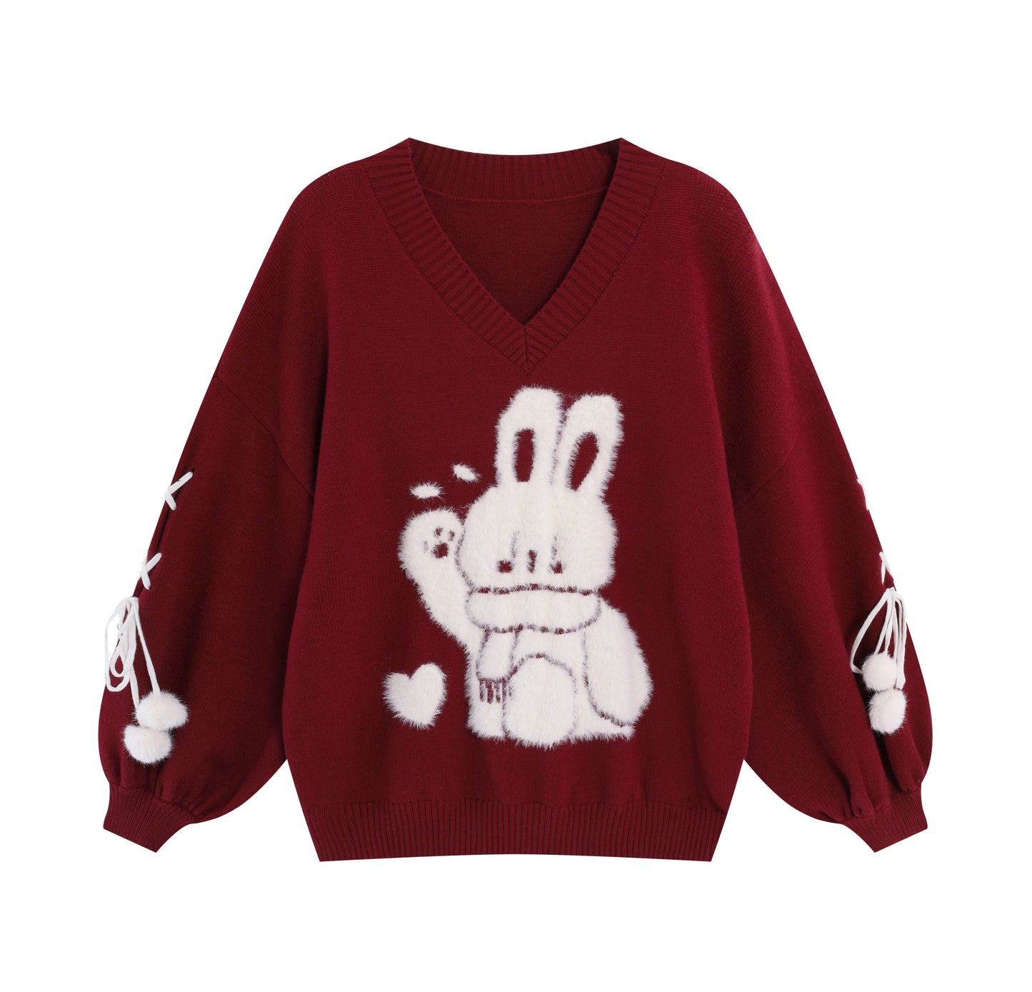 Crazy Girl Wishing Rabbit Pink Black Red Sweater