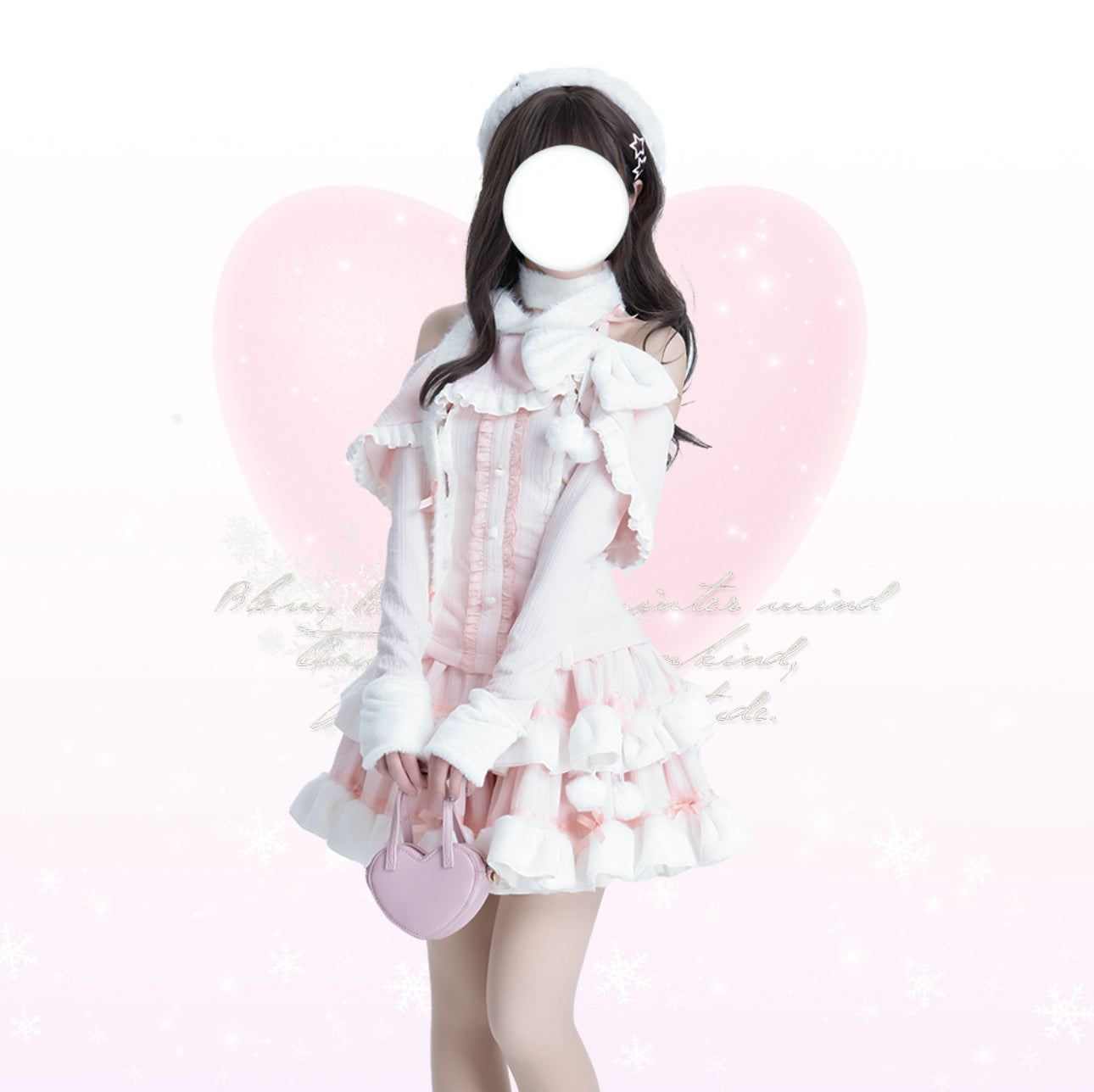 Platycodon Sweet and Delicate Pink Sweater & Skirt Two Piece Set