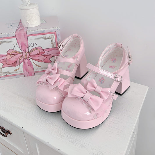 Cuckoo Lolita Princess Jane White Black Pink High Heels Shoes