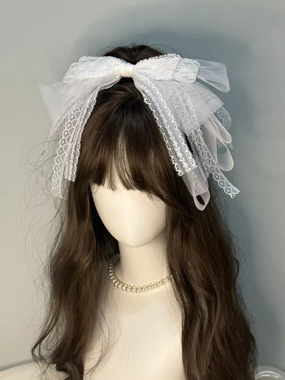 Moka Lolita Lace Blue Pink White Bow Hairband Hair Accessories