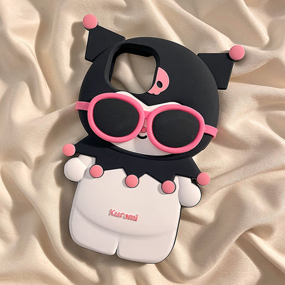 Cool Summer Melody & Purple Devil Sunglasses Cartoon Silicone iPhone Phone Case