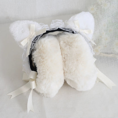 Star Brown Bear & White Cat Winter Earmuffs