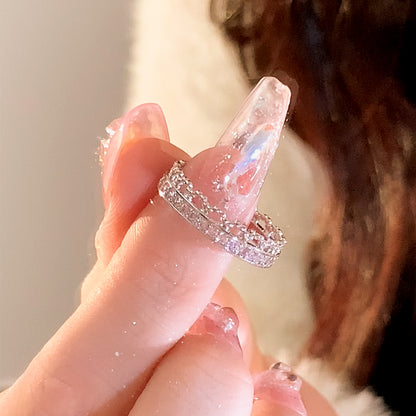 Luxury Princess Pink Silver Diamond Love Thorn Ring