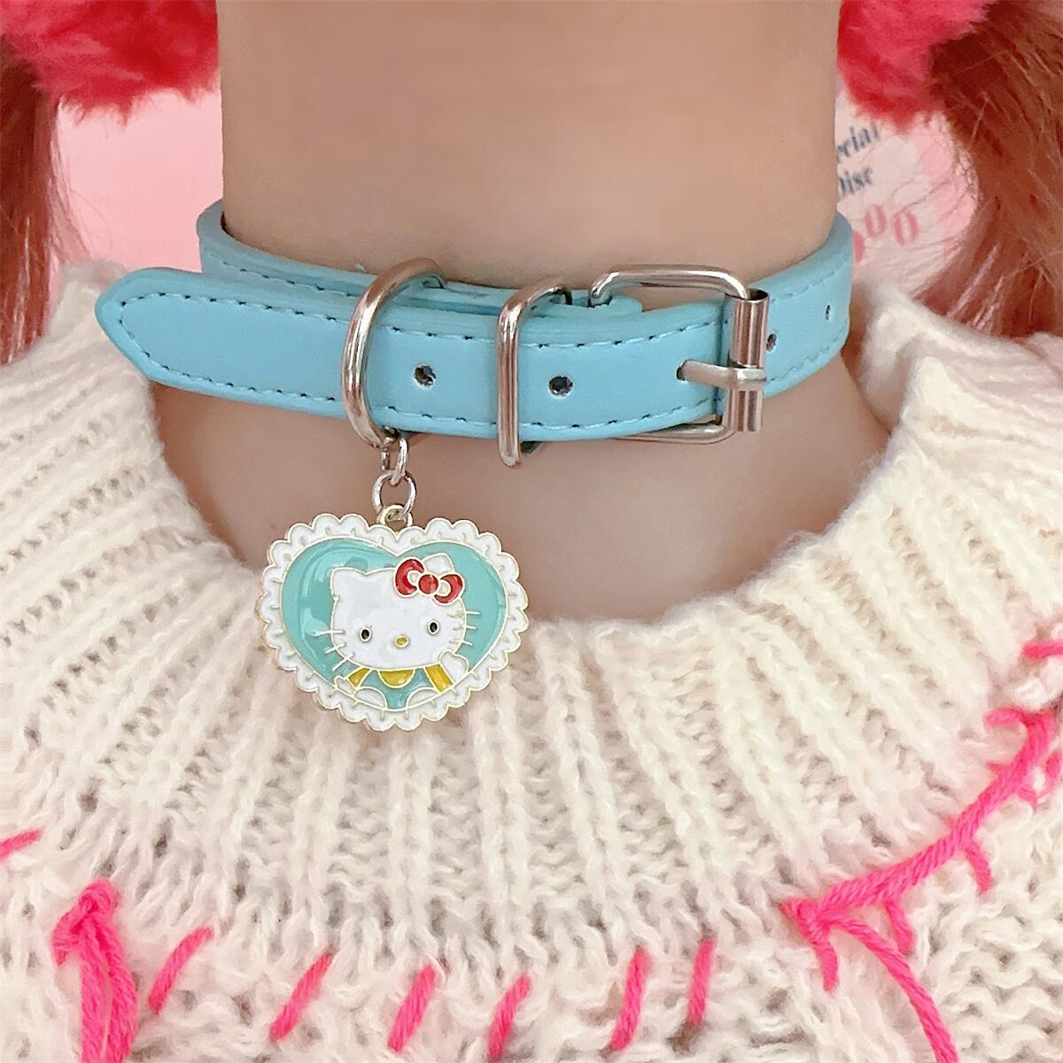 Harajuku Y2K Kitty Star Leather Collar Choker