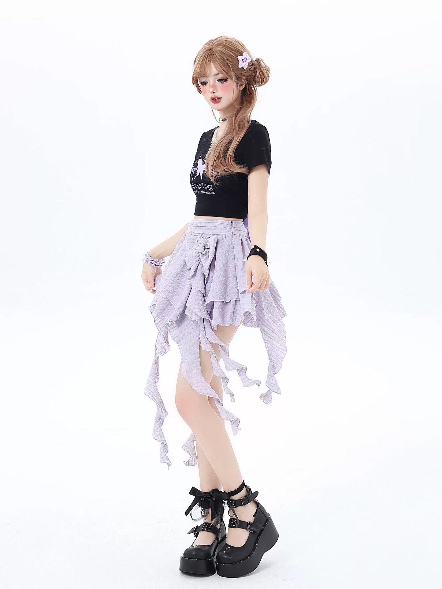 Crazy Girl Twilight Balletcore Purple Pink Black Mini Skirt