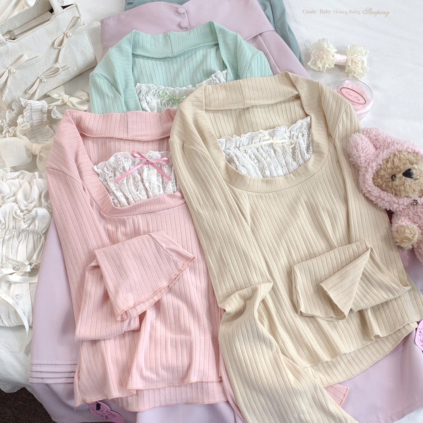 Dormir Doll Nana Lace Cream Pink Green Shirt