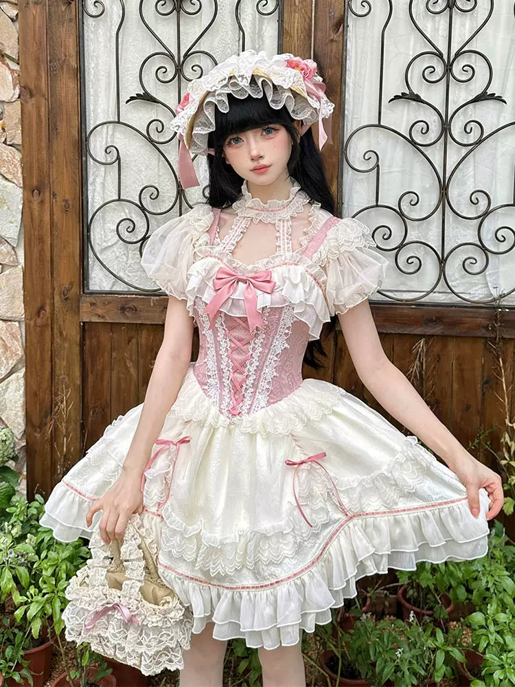 Serendipity Secret Garden Lolita Pink Strap Dress