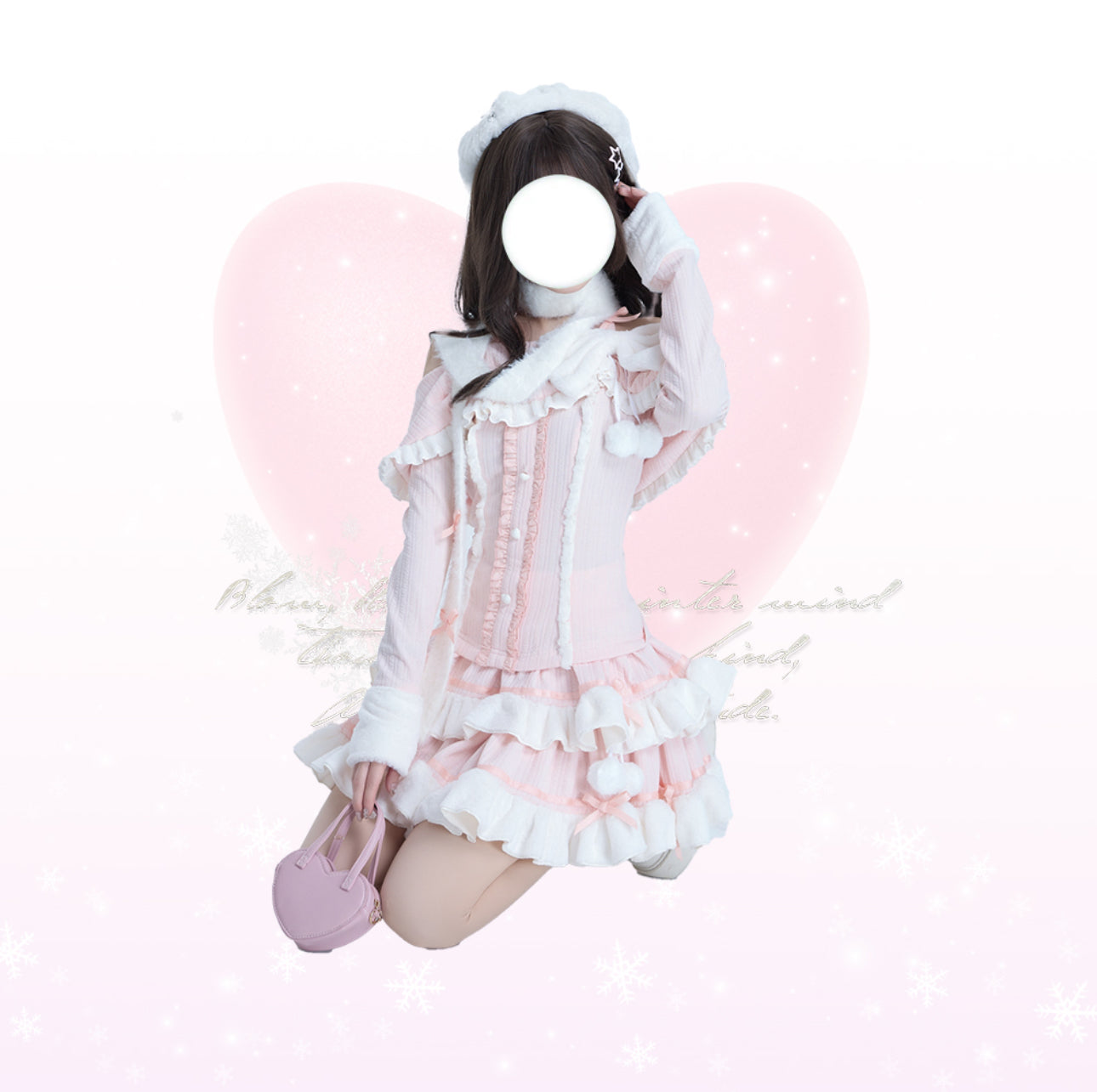 Platycodon Sweet and Delicate Pink Sweater & Skirt Two Piece Set