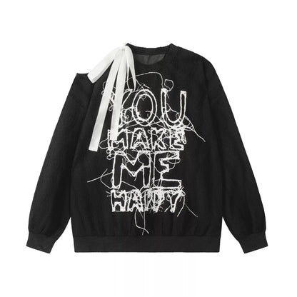 Crazy Girl You Make Me Happy Black White Sweatshirt