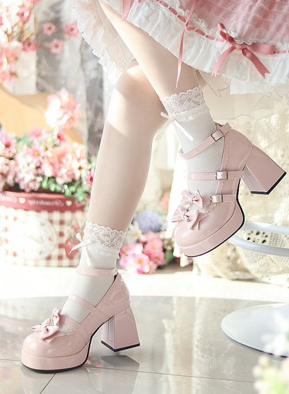 Moonlight Messenger Pink White Black White Blue High Heels Shoes