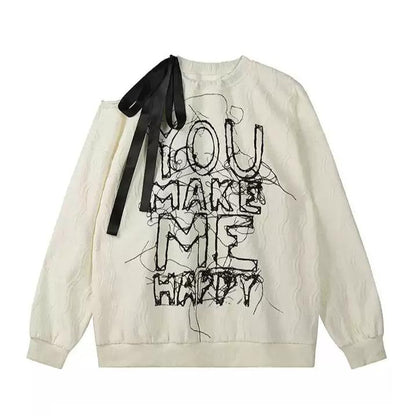 Crazy Girl You Make Me Happy Black White Sweatshirt