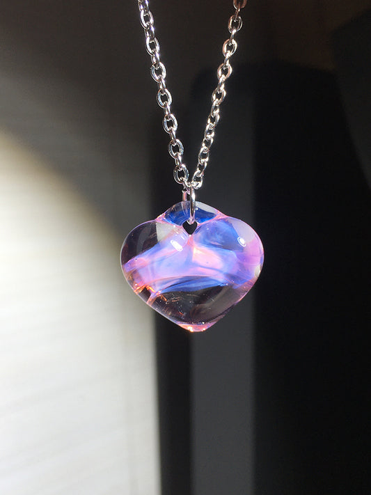 Candy Girl Crystal Transparent Heart Power Energy Chains Necklace Pendant