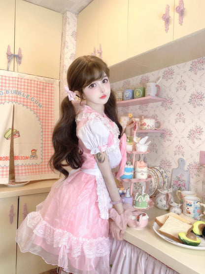 Candy Fairy Sweet Cute Pink Maid Cosplay Outfit Dress