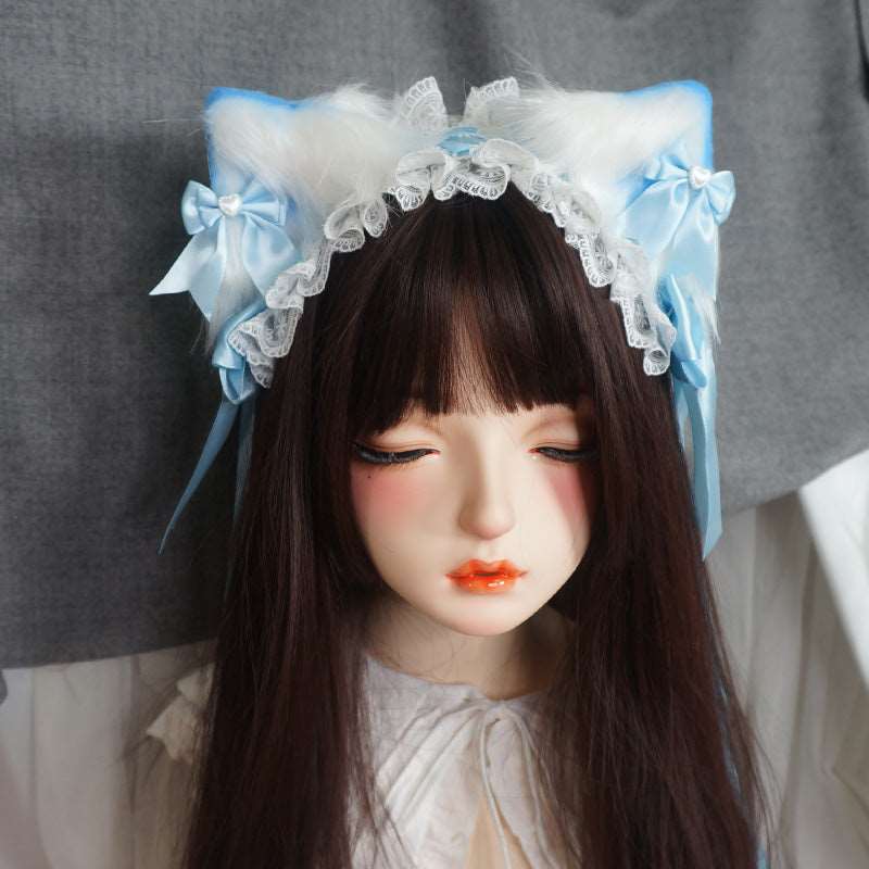 Candy Fairy Lolita Neko Cat Ears Black Pink Blue Handmade Hairband Hairpin Accessories