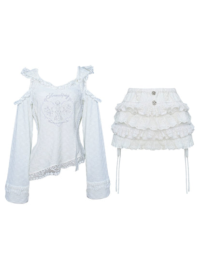 Serendipity Angel Island White Hoodie & Skirt Two Piece Set