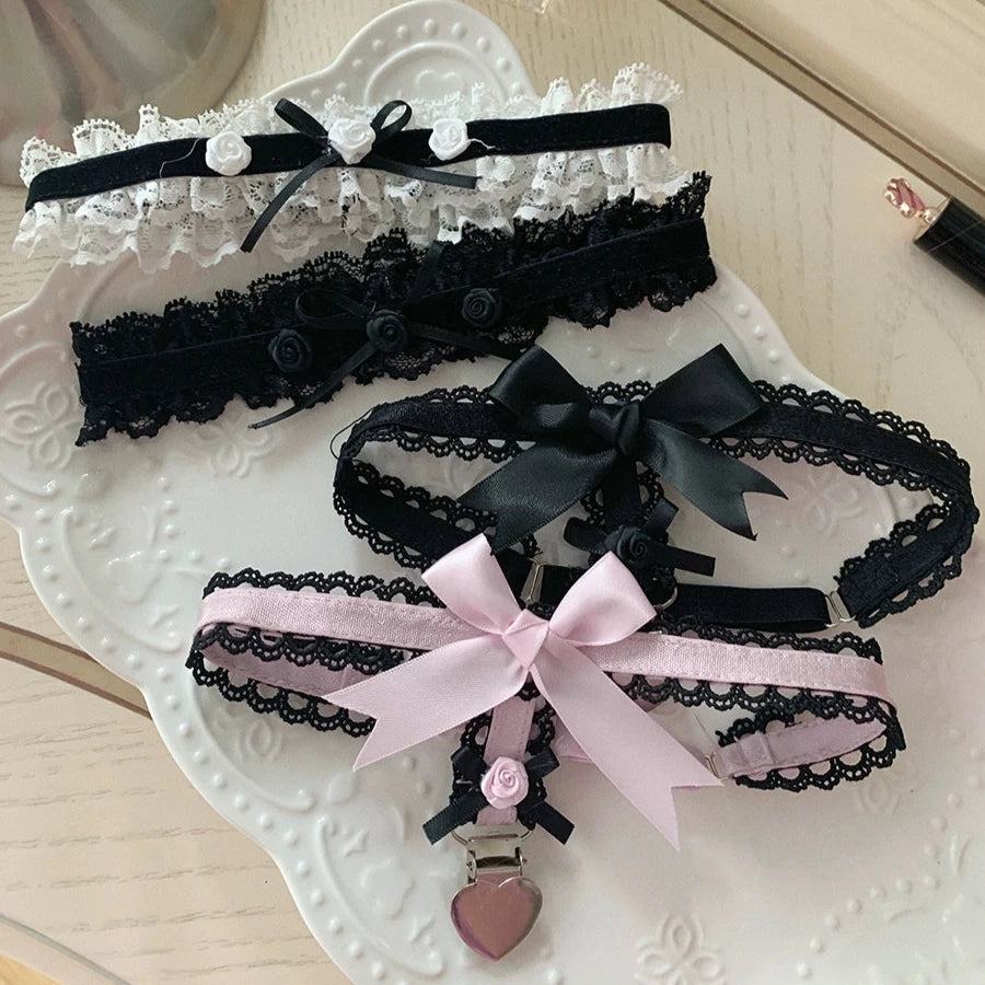 Love Catcher 2.0 Rose Lolita Pink Blue Black White Thigh Strap Garter