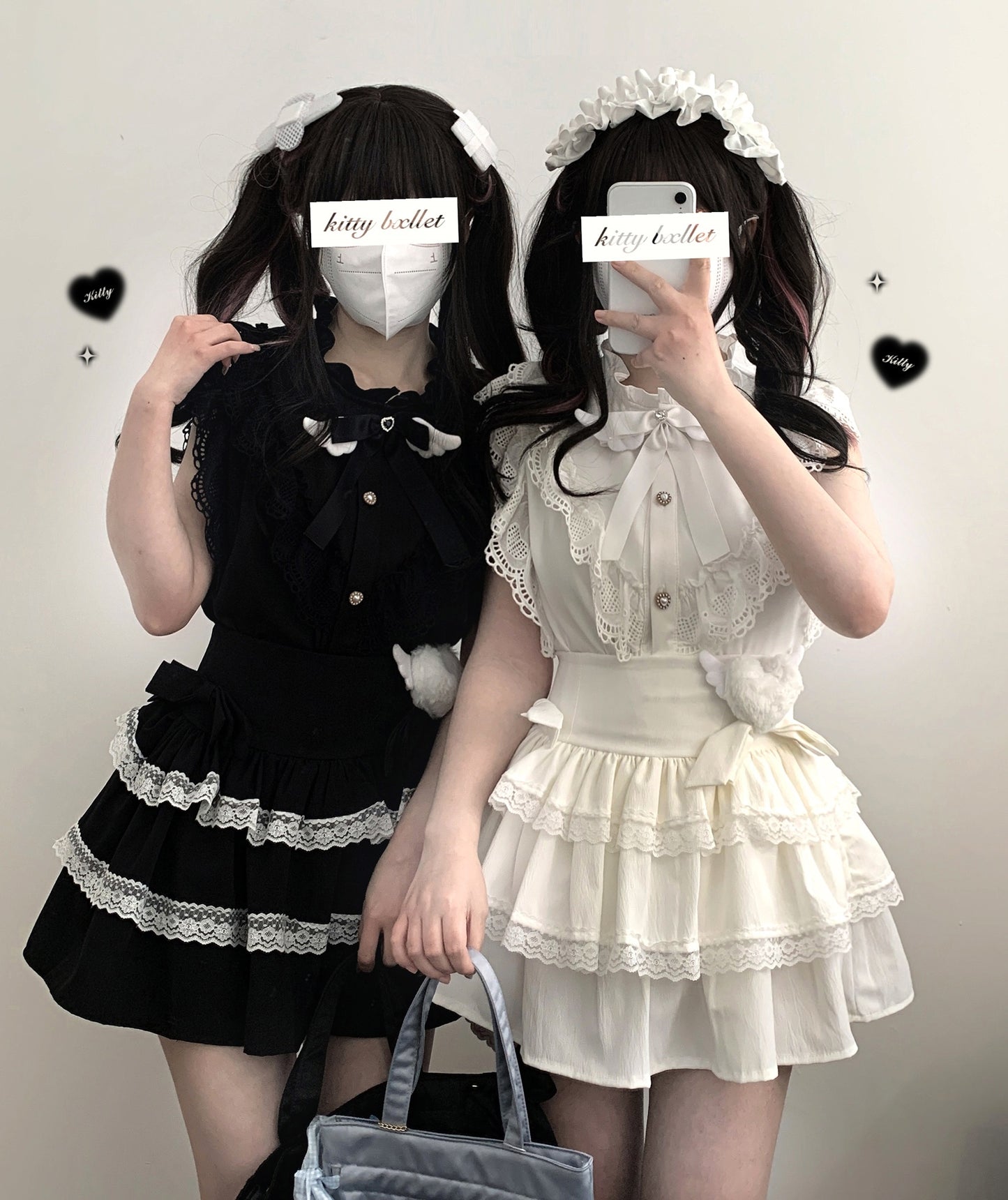 Kitten Bullet Jirai Kei Heavenly Girl Cake Ruffle Black White Blue Skirt