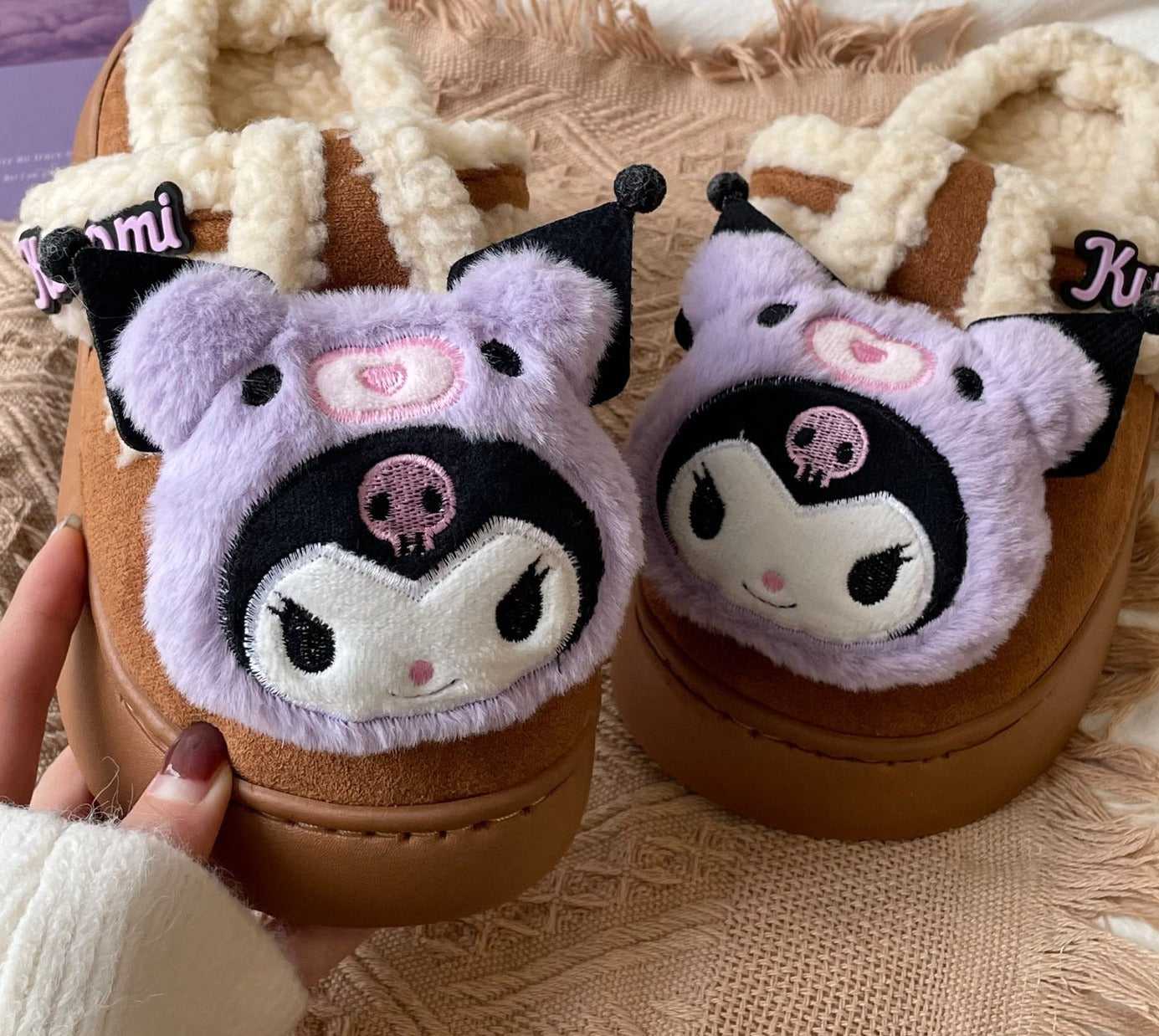 Purple Devil Soft Winter Thick Plush Cotton Slippers Shoes