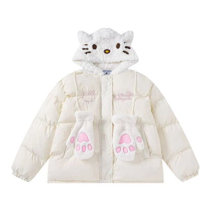 Cute Kitty Cat Yellow Blue Winter Cotton Coat