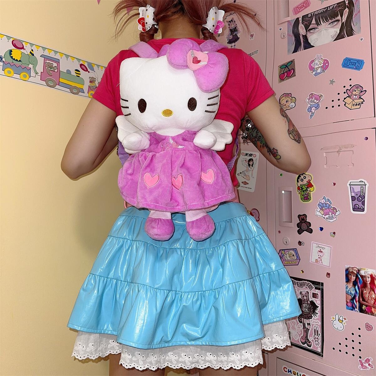 Y2K Cute Kitty Cartoon Plush Doll Shoulder Backpack Bag