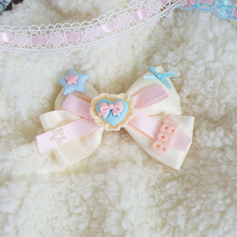 Candy Fairy Heart Bow Pastel Cream Lolita Hair Clips Hair Accessories