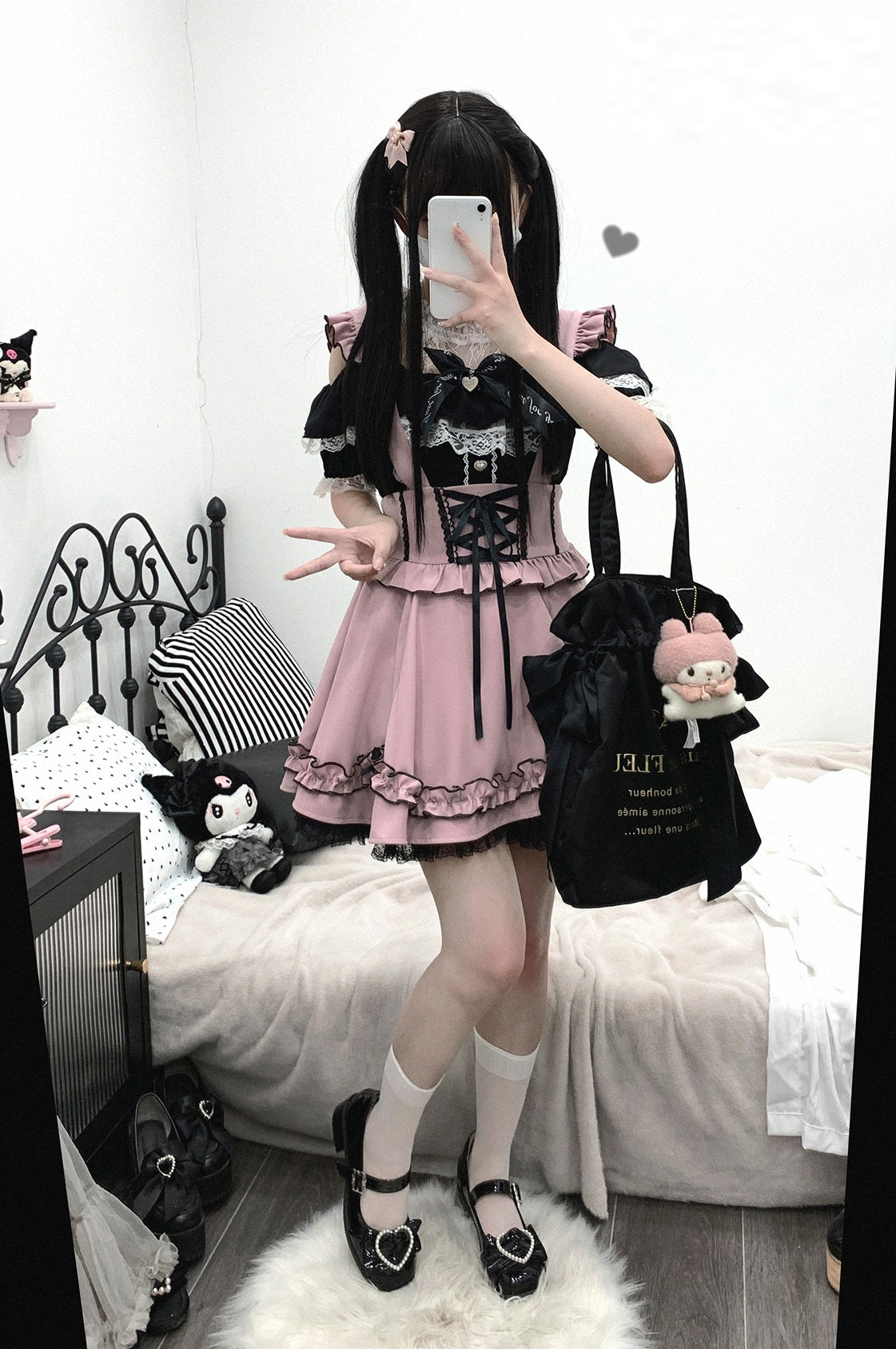 Kitten Bullet Jirai Kei Strappy Cake Lace Pink Black Blue Suspender Skirt