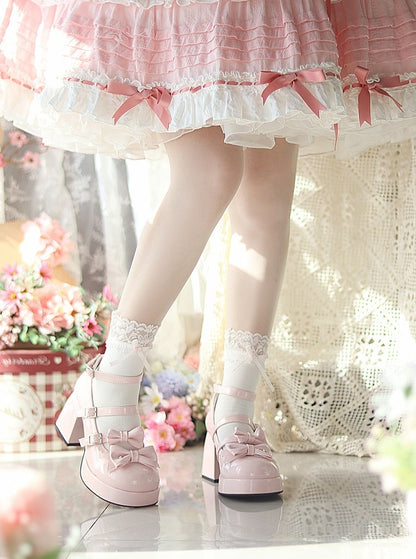 Moonlight Messenger Pink White Black White Blue High Heels Shoes