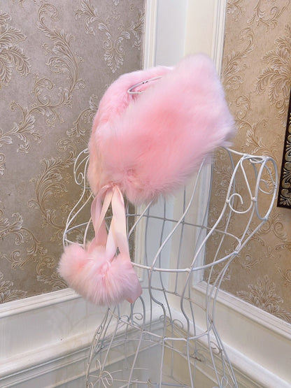 Sweetheart Princess Pink Faux Rabbit Fur Plush Collar Wrap Scarf