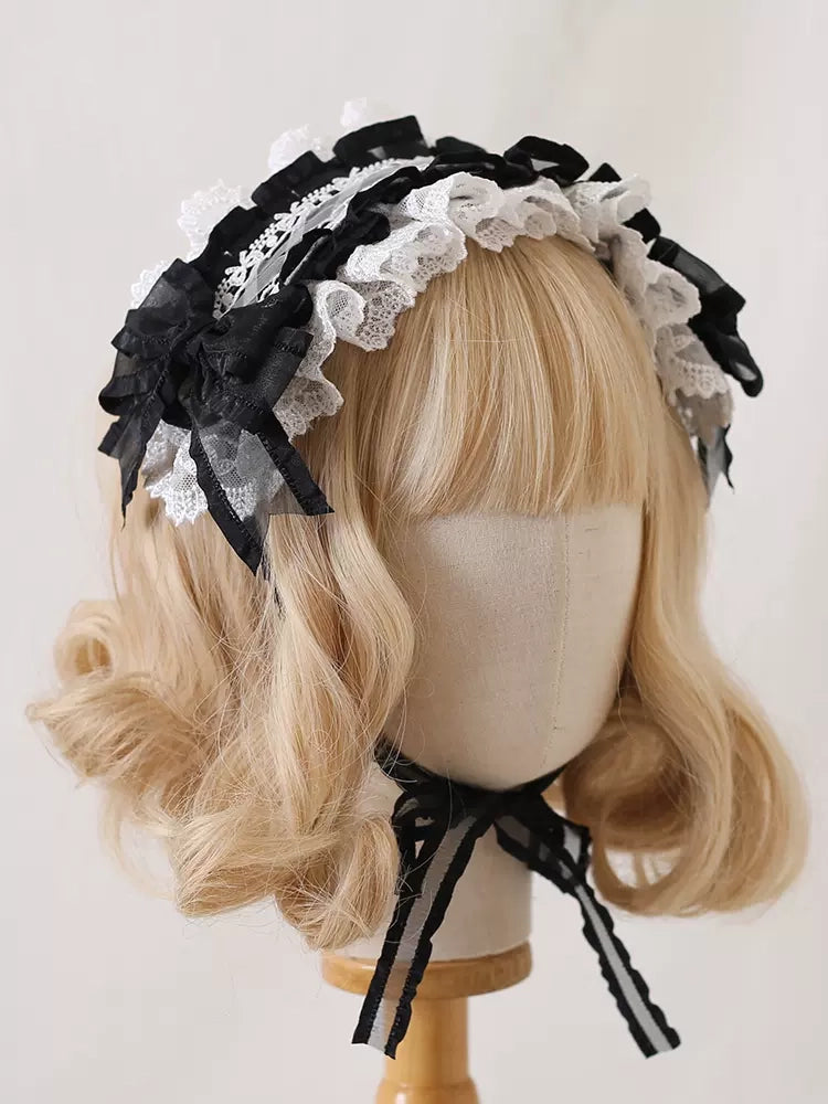 Lolita Lace Cream White Bow Hairband Accessories