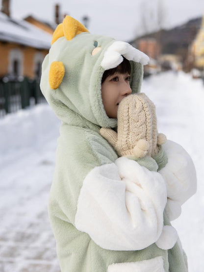 Cute Animal Rabbit Bunny Bear Husky Dog Gray Cat Dinosaur Hooded Plush Jacket