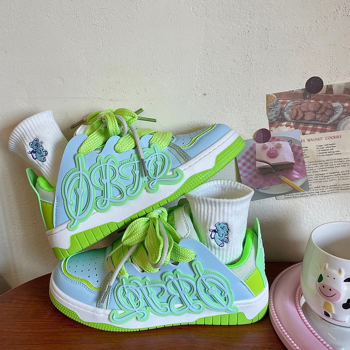 Yellow Green Lace Pink Blue Shoes Sporty Sneakers Running Shoes