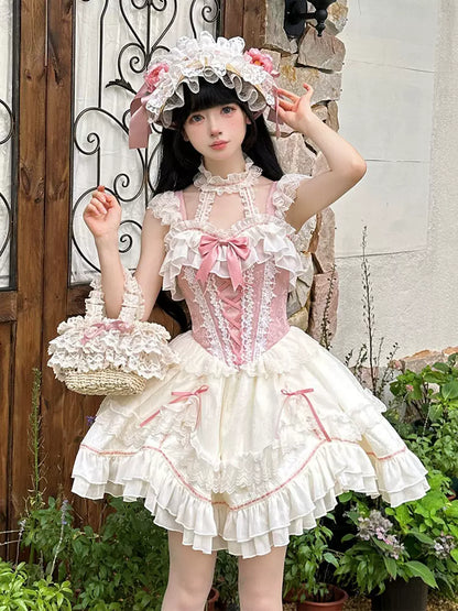 Serendipity Secret Garden Lolita Pink Strap Dress