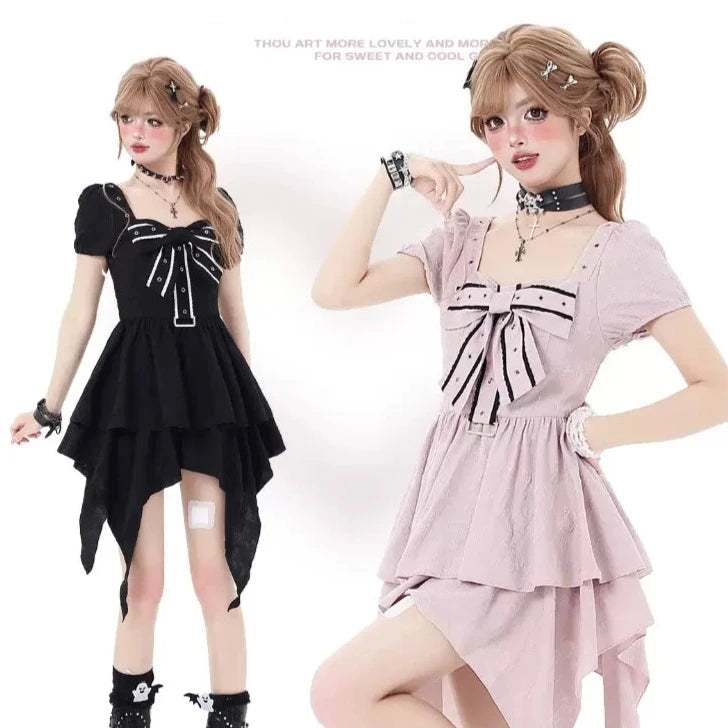 Crazy Girl Love Formula Black Pink Puff Sleeve Dress