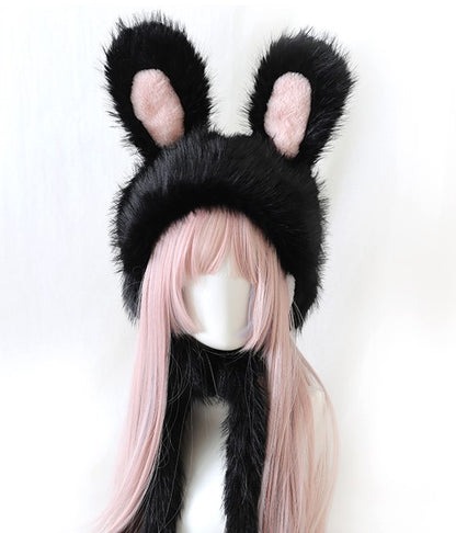 Winter Lolita Colorful Rabbit Ears Cute Handmade Fur Hats